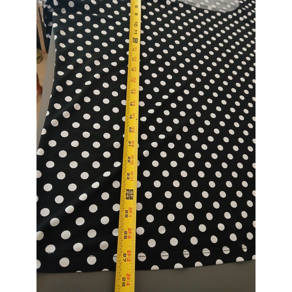 Susan Graver Liquid Knit Polka Dot Tunic Top Black White 2X 3/4 Sleeve Modest - Picture 6 of 10